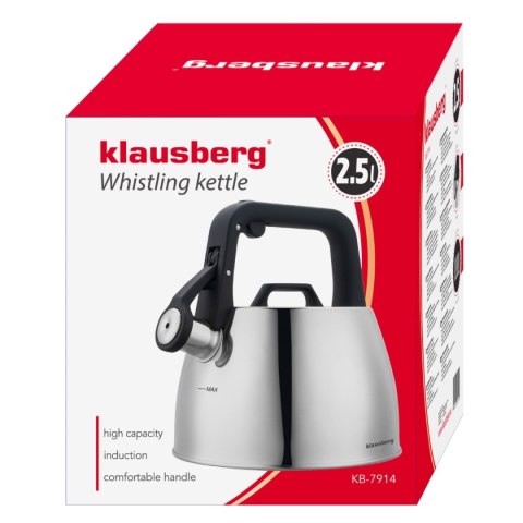 CZAJNIK STALOWY Z GWIZDKIEM 2,5L KLAUSBERG KB-7914