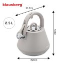 CZAJNIK STALOWY Z GWIZDKIEM 2,5L KLAUSBERG KB-7949 SZARY
