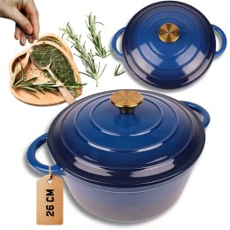 EMALIOWANY GARNEK ŻELIWNY 26cm 5L HAGE NIEBIESKI