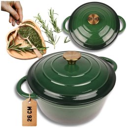 EMALIOWANY GARNEK ŻELIWNY 26cm 5L HAGE ZIELONY