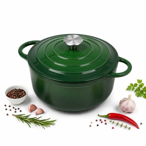 EMALIOWANY GARNEK ŻELIWNY 28cm 5,9L ZIELONY 7752
