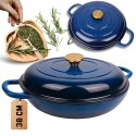EMALIOWANY GARNEK ŻELIWNY PŁASKI 30cm 3L HAGE NIEBIESKI