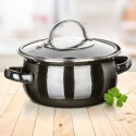 GARNEK EMALIOWANY 14cm Z POKRYWĄ BANQUET METALLIC BLACK 0,7L