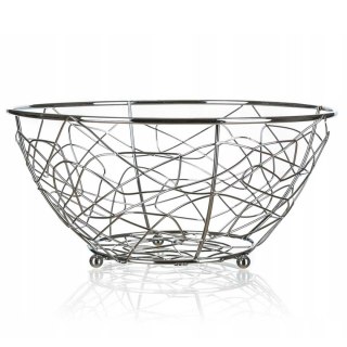 KOSZYK STALOWY SREBRNY NA OWOCE 23cm BANQUET VANITY
