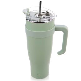 STALOWY KUBEK TERMICZNY TERMOS 1200ml Z RĄCZKĄ I SŁOMKĄ ORION 112282 MIĘTOWY