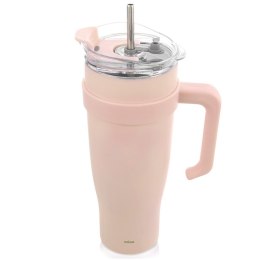 STALOWY KUBEK TERMICZNY TERMOS 1200ml Z RĄCZKĄ I SŁOMKĄ ORION 112283 RÓŻOWY