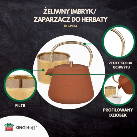 ZAPARZACZ ŻELIWNY IMBRYK 1L Z FILTREM KINGHOFF KH-1934