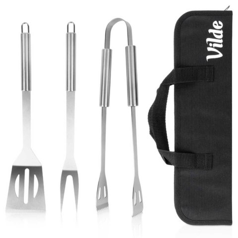 ZESTAW 3 STALOWYCH PRZYBORÓW DO GRILLA W ETUI 489424