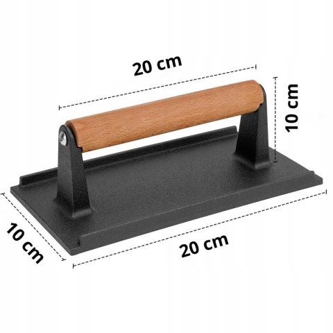 ŻELIWNA PRASKA 20x10cm DO GRILLOWANIA BURGERÓW STEKÓW MIĘSA HAGE