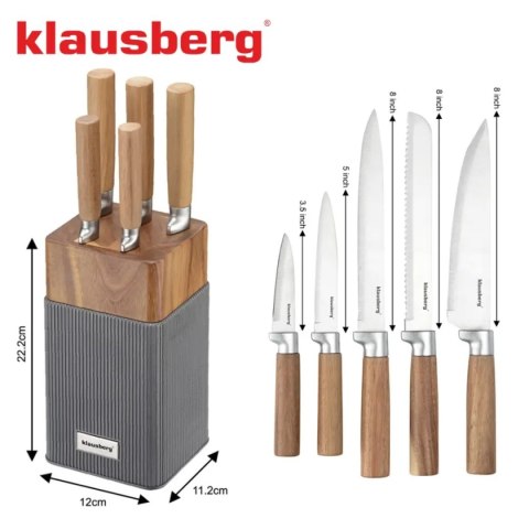 ZESTAW NOŻY W BLOKU AKACJOWYM KLAUSBERG KB-7983