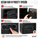 Bituxx sejf elektroniczny 25L z PIN i kluczem skrytka na dokumenty ścienny