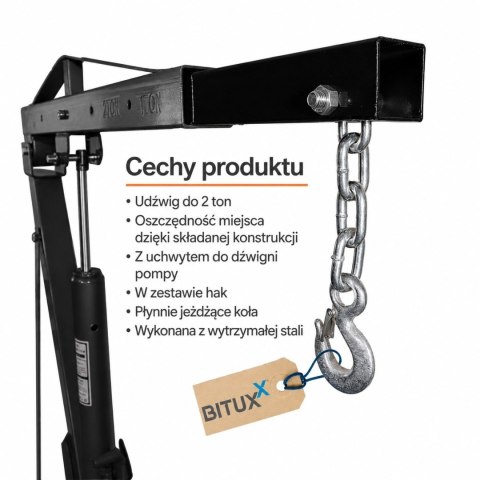 HYDRAULICZNY ŻURAW WARSZTATOWY UDŹWIG DO 2 TON PODNOŚNIK SKŁADANY BITUXX