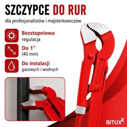 Klucz do rur Bituxx S-Maul 40 mm 1'' szczypce nastawne hydrauliczne