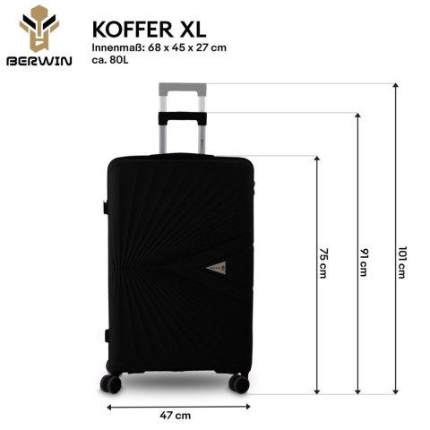 Komplet podróżny 3 walizki XL L M + kosmetyczka twarde TSA 4 kółka lekki