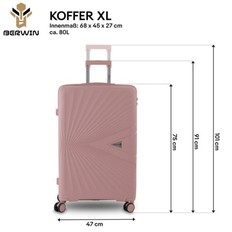 Komplet podróżny 3 walizki XL L M + kosmetyczka twarde TSA 4 kółka lekki