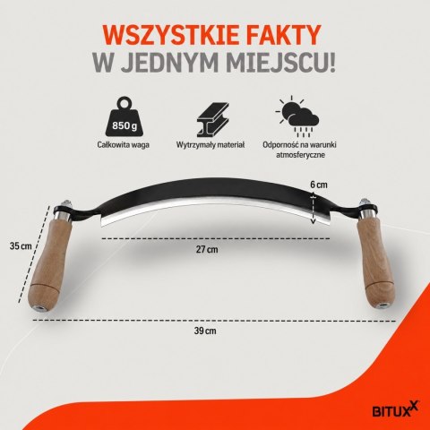 Nóż do ciągnięcia drewna 13" - stalowy, ergonomiczne uchwyty strug do drewna