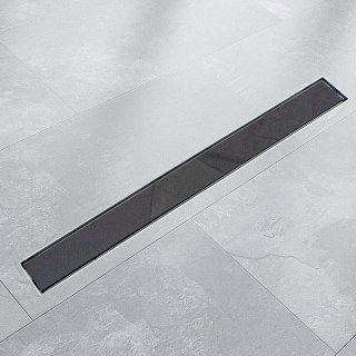 Odpływ liniowy prysznicowy 100cm łazienkowy z maskownicą i syfonem Glass Schwarz