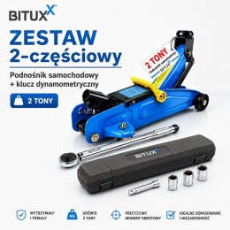Podnośnik hydrauliczny 2t + klucz dynamometryczny zestaw do kół
