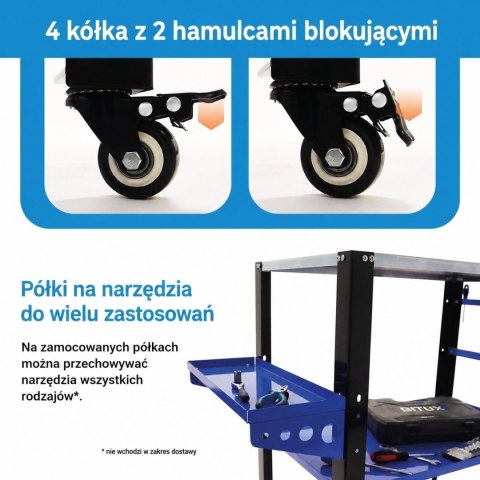 Profesjonalny stół warsztatowy/spawalniczy BITUXX na kółkach o nośności 250 kg - mobilny roboczy do spawania i montażu