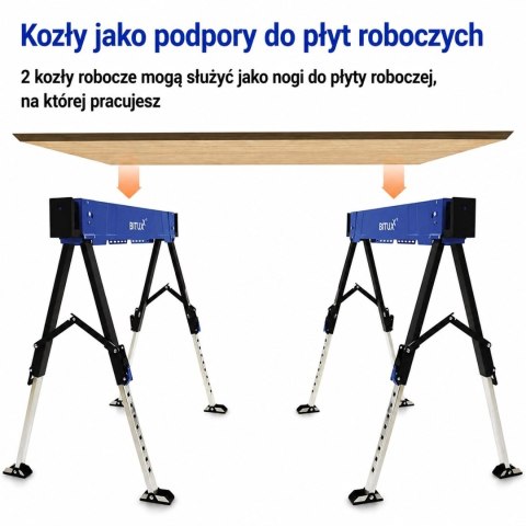 Stół roboczy / kozioł składany regulowany - 600 kg, wysokość 62-87 cm BITUXX