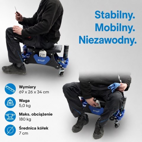 Stołek Taboret Warsztatowy na kołach obrotowych Bituxx wytrzymały