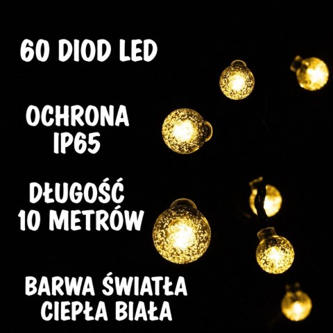 Światełka świąteczne Solarny łańcuch zewnętrzny lampki LED 10m ciepłe