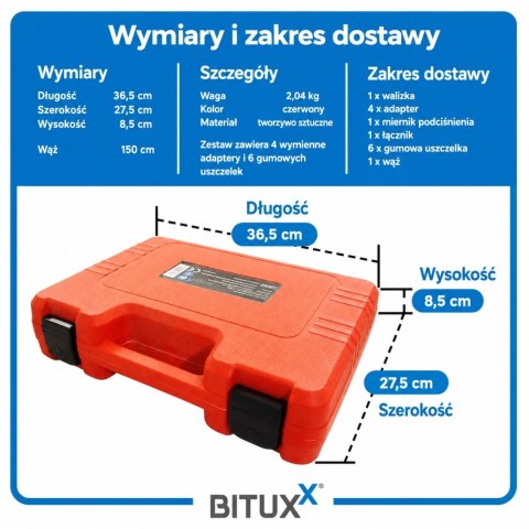 Urządzenie do odpowietrzania i napełniania układu chłodzenia BITUXX zestaw 14 elementów