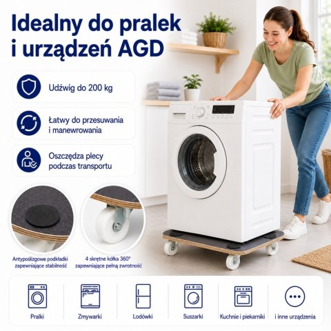 Wózek transprotowy do 200kg płyta sklejka 58x28,5cm na kółach do przewożenia