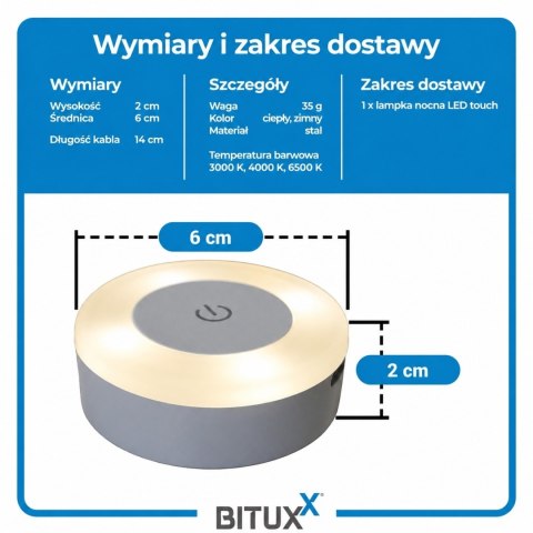Zestaw 10x Lampka Nocna LED Dotykowa USB - 3 Barwy Światła, Podszafkowa BITUXX