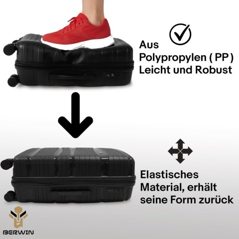 Zestaw 4 walizek podróżnych z beautycase - twarda skorupa, kółka 360°, TSA