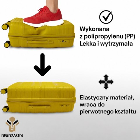 Zestaw 4 walizek podróżnych z beautycase - twarda skorupa, kółka 360°, zamek TSA