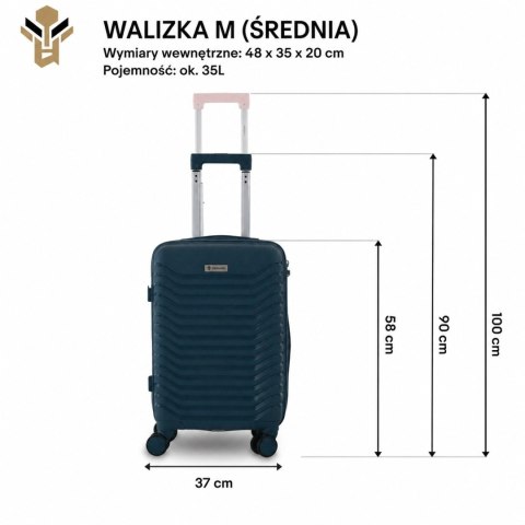Zestaw 4 walizek podróżnych z beautycase - twarda skorupa, kółka 360°, zamek TSA