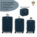 Zestaw 4 walizek podróżnych z beautycase - twarda skorupa, kółka 360°, zamek TSA