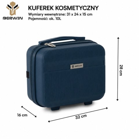 Zestaw 4 walizek podróżnych z beautycase - twarda skorupa, kółka 360°, zamek TSA