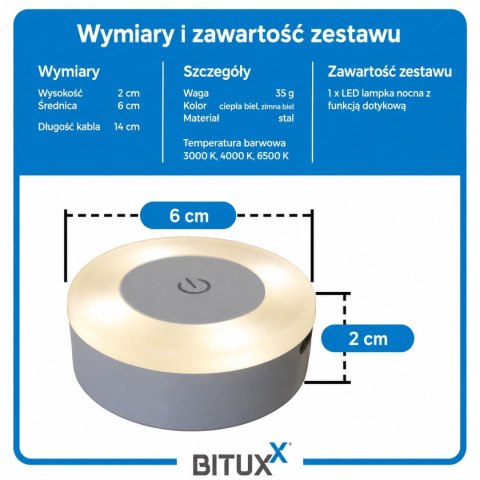 Zestaw 5x Lampka Nocna LED Dotykowa USB - 3 Barwy Światła, Samoprzylepna
