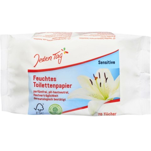 Jeden Tag Nawilżony Papier Toaletowy Sensitiv 70 szt.