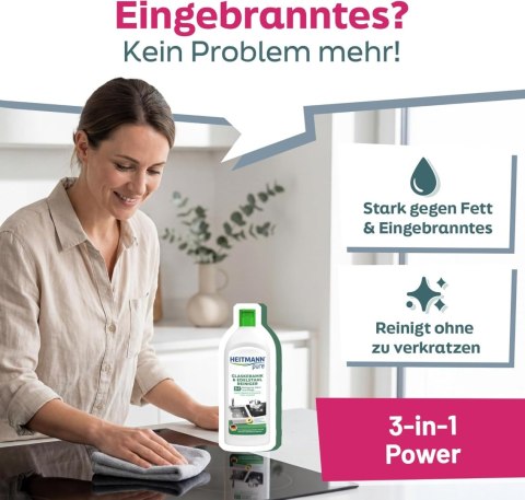 Heitmann Glaskeramik-Edelstahl 3 w 1 Czyste Szkło-Ceramika i Stal Nierdzewna 250 ml