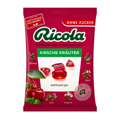 Ricola Kirsche Kräuter Cukierki bez Cukru Wiśniowe Ziele 75 g