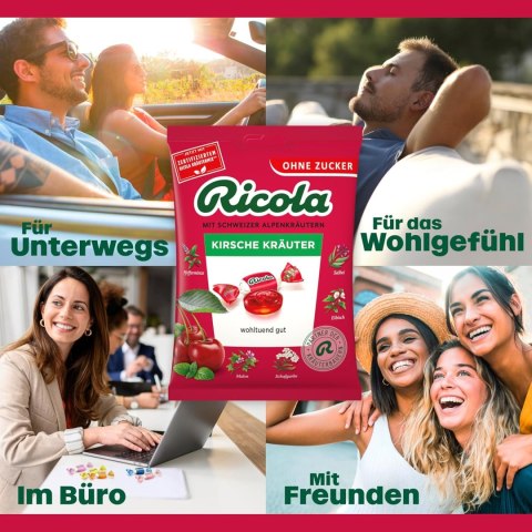 Ricola Kirsche Kräuter Cukierki bez Cukru Wiśniowe Ziele 75 g