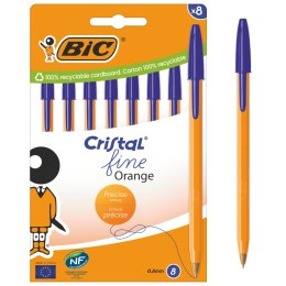 BIC Cristal Fine Orange Długopis Niebieski 8 sztuk
