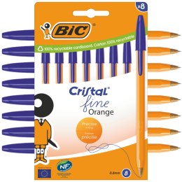 BIC Cristal Fine Orange Długopis Niebieski 8 sztuk
