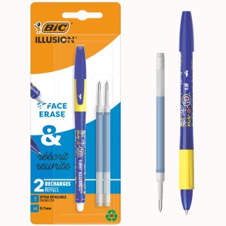 BIC Gel-ocity Illusion Długopis Wymazywalny Niebieski Blister Długopis + 2 Wkłady