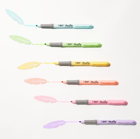 BIC Highlighter Grip Pastel Zakreślacze Mazaki Pastelowe 6 sztuk