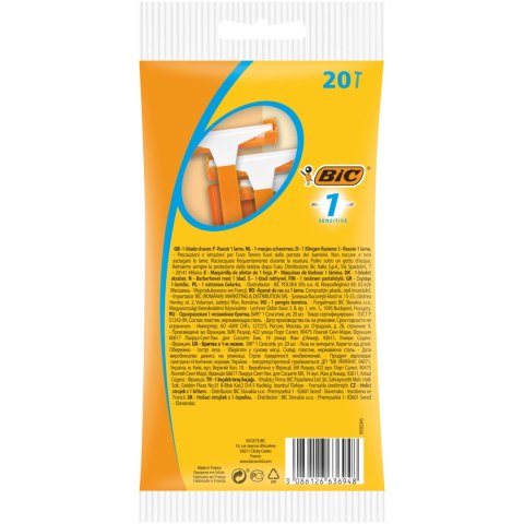 BIC Maszynka Jednorazowa do Golenia 1 Sensitive 20 sztuk