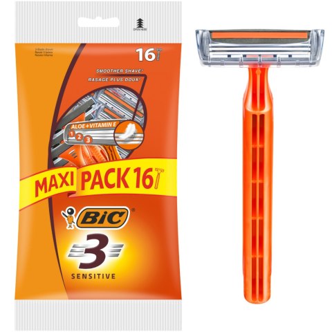 BIC Maszynka Jednorazowa do Golenia 3 Sensitive 16 sztuk