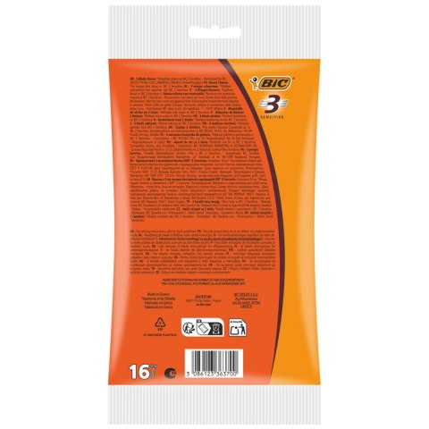 BIC Maszynka Jednorazowa do Golenia 3 Sensitive 16 sztuk
