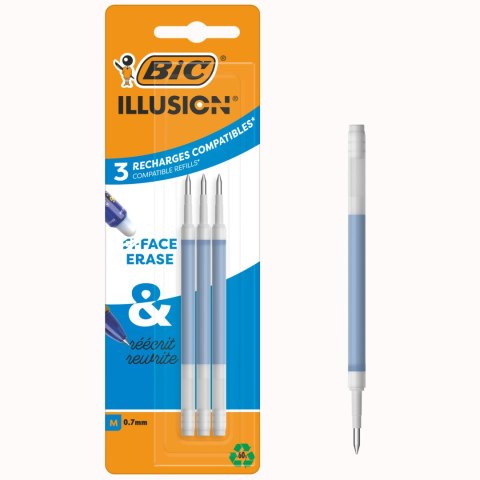 BIC Wkłady do Długopisów Wymazywalnych Gel-ocity Illusion 3 sztuki