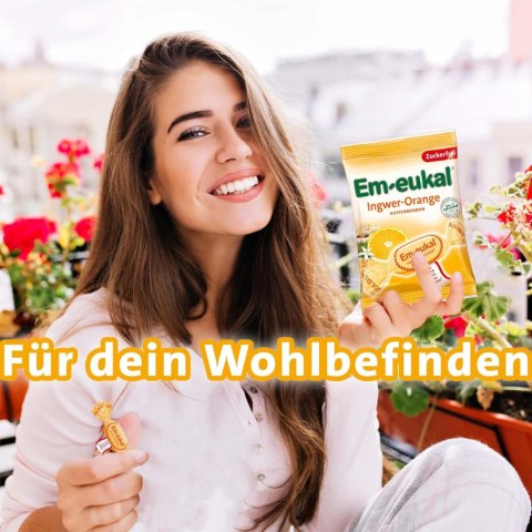 Em-eukal Ingwer-Orange Cukierki bez Cukru 75 g