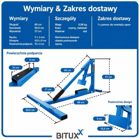 Narzędzie do łatwego podnoszenia, montażu i zdejmowania opon z pojazdów