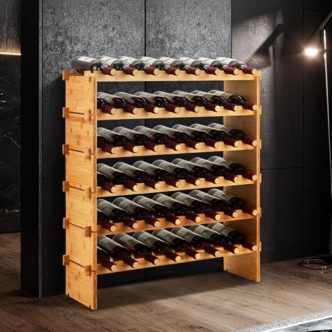 Modułowy regał na wino - 4 półek na 36 butelki 84/26/58, bambusowa solidna konstrukcja. Zbuduj ją jak chcesz.